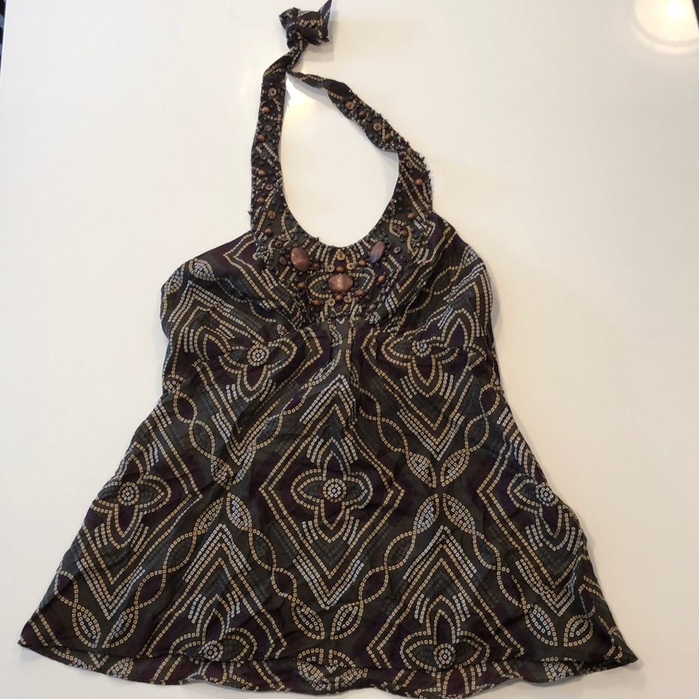 BCBG Green and Purple Beaded Halter, size XS